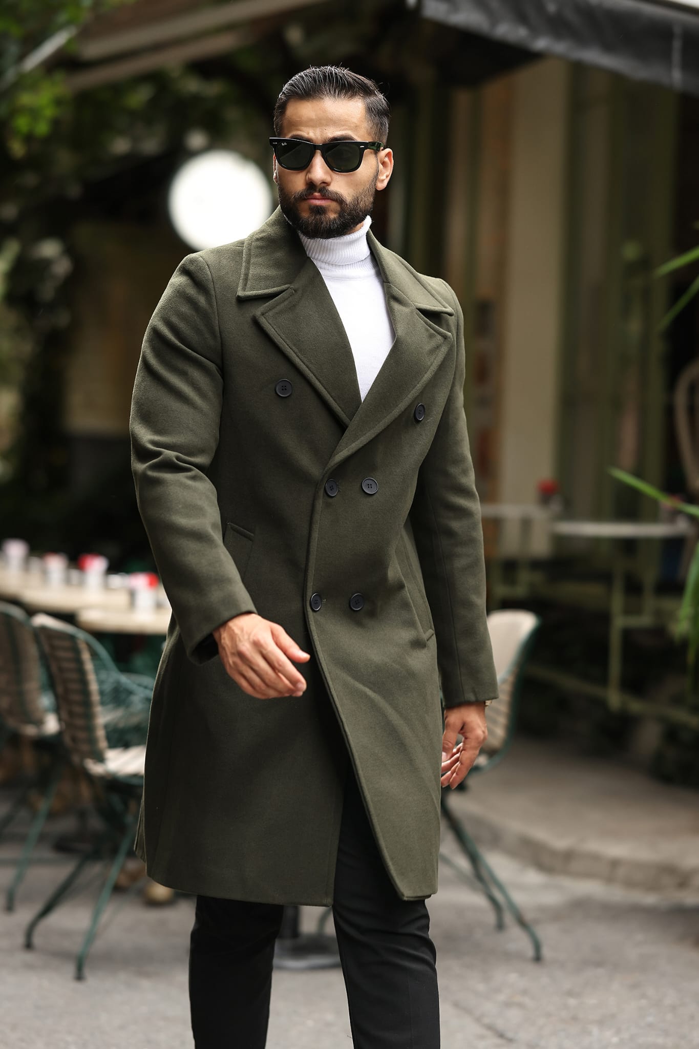 Haki Erkek Kaşe Kaban - Kod : 2507