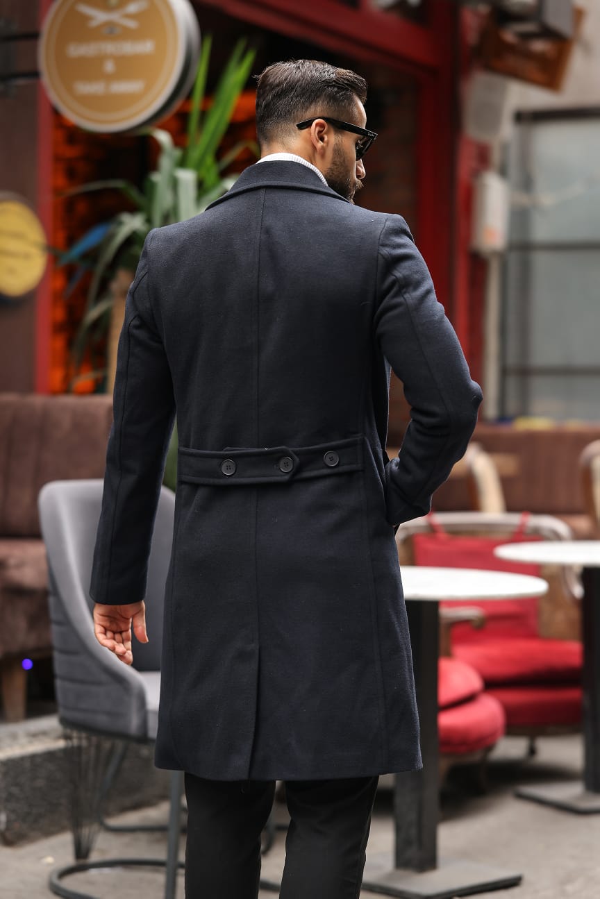 Siyah Erkek Kaşe Kaban - Kod : 2507