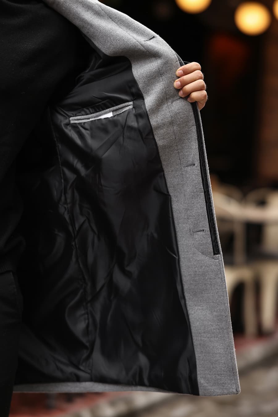 Gri Erkek Kaşe Kaban - Kod:2501