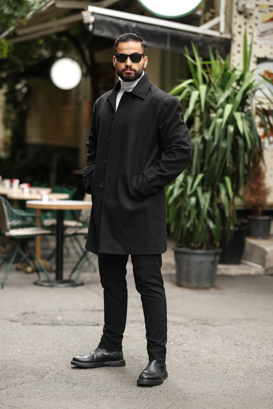 Siyah Erkek Kaşe Kaban - Kod:2501