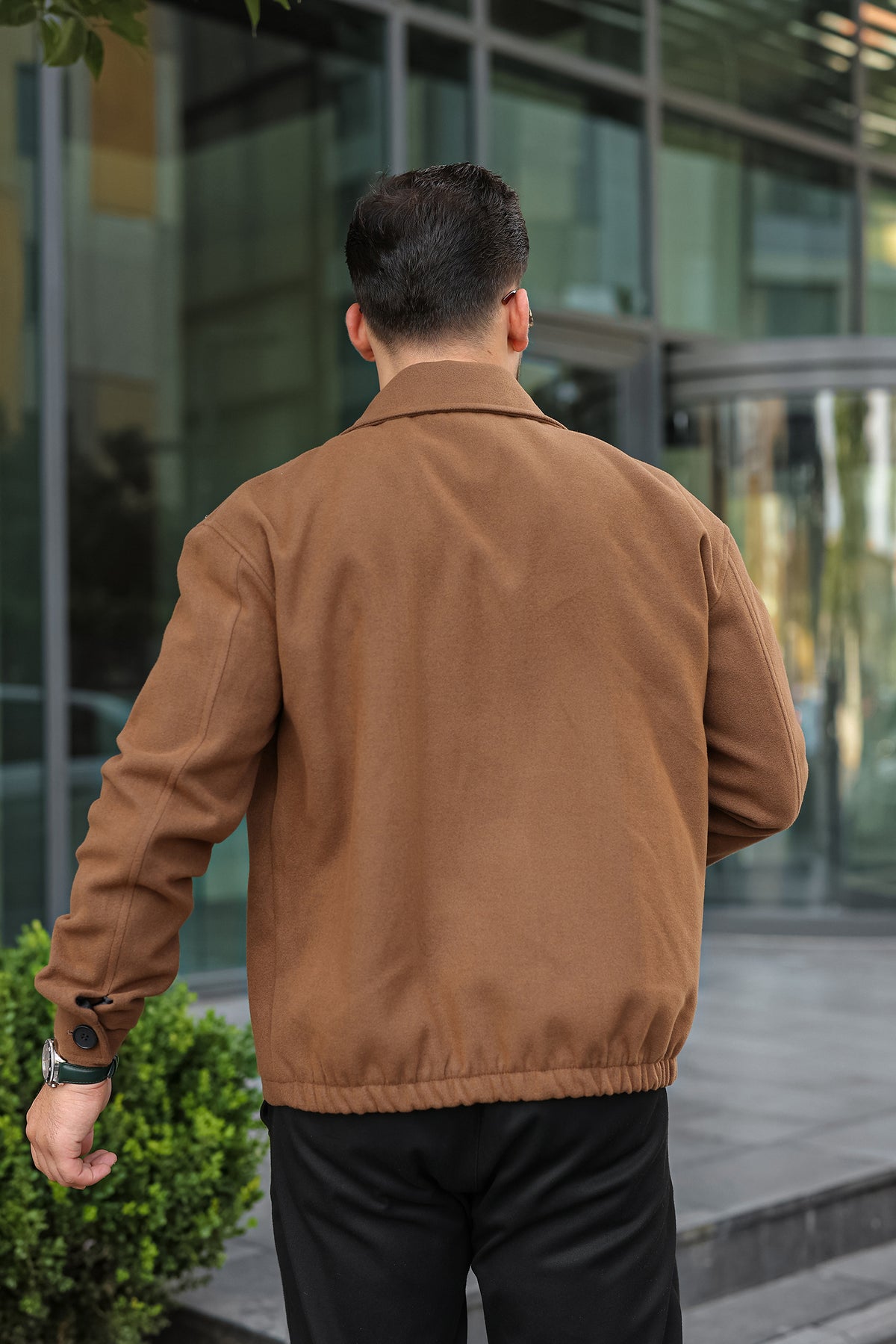 Taba Erkek Kaşe Ceket Fermuarlı Modern Kesim- Kod:2508