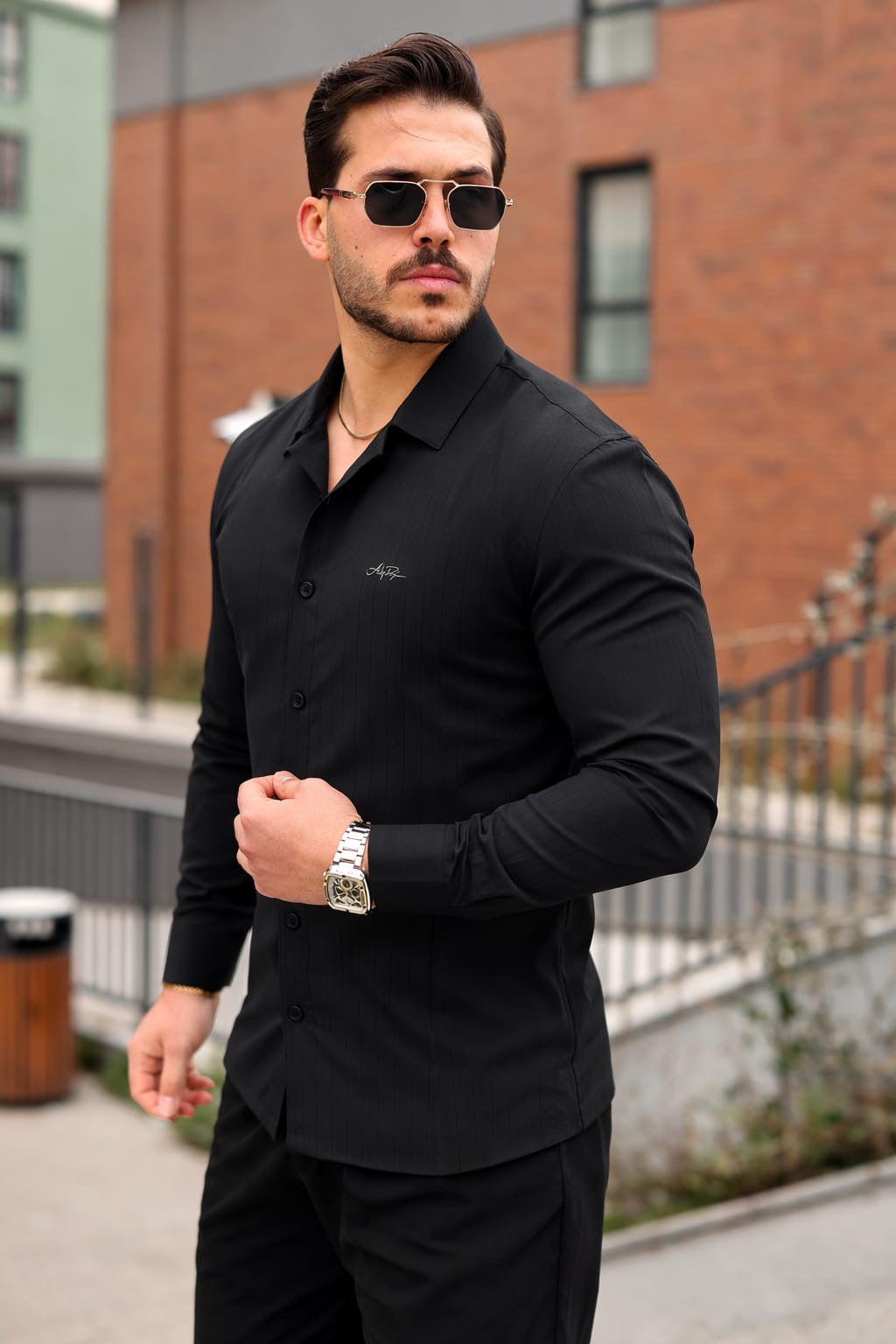 Erkek Modern Fit Çizgili Gömlek