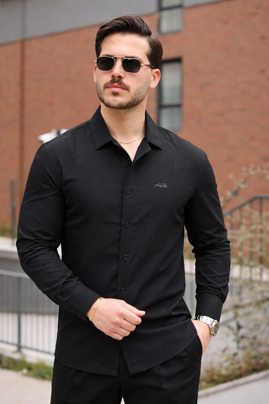 Erkek Modern Fit Çizgili Gömlek