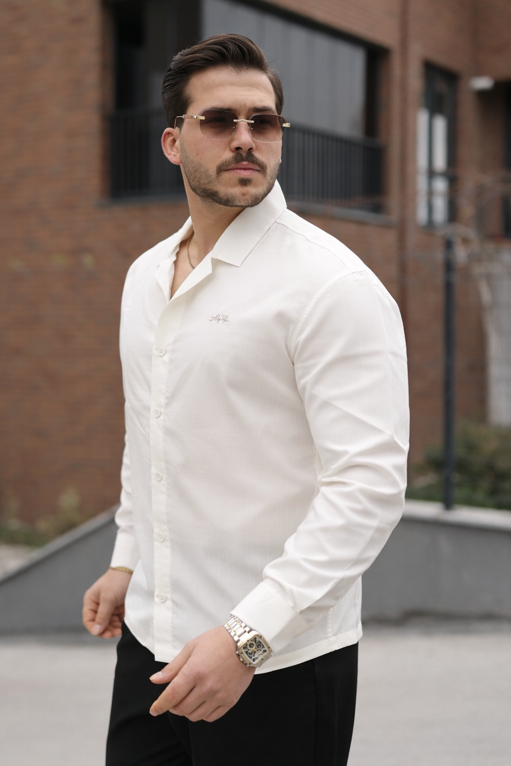 Erkek Modern Fit Çizgili Gömlek