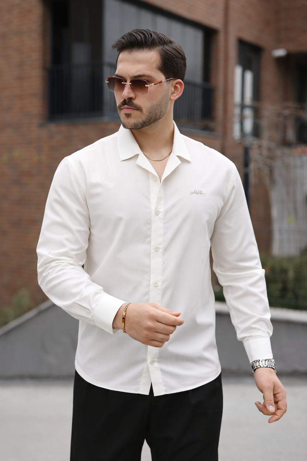 Erkek Modern Fit Çizgili Gömlek