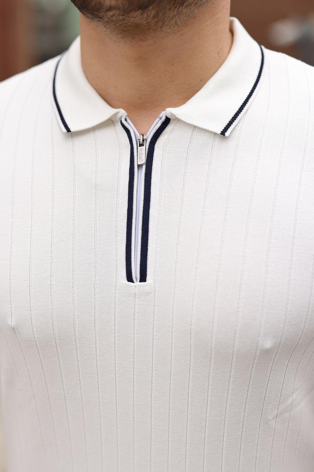 Fermuar Çizgi Detaylı Regular Fit Polo Yaka