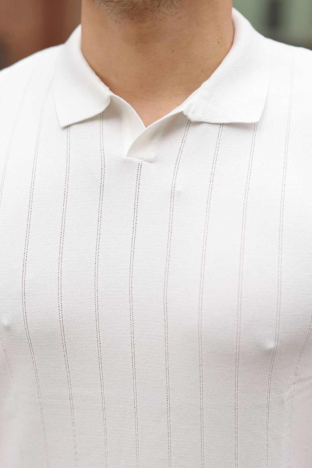 Erkek Polo Yaka Çizgili Triko T-Shirt – Modern Fit