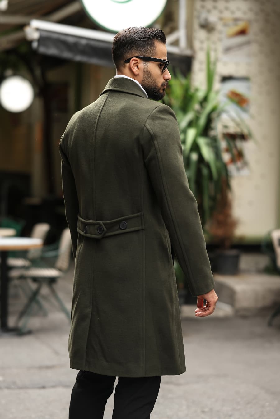 Haki Erkek Kaşe Kaban - Kod : 2507