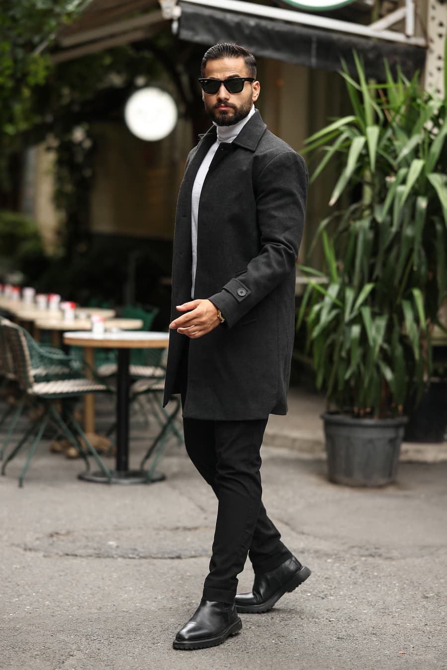 Antrasit  Erkek Kaşe Kaban - Kod:2501