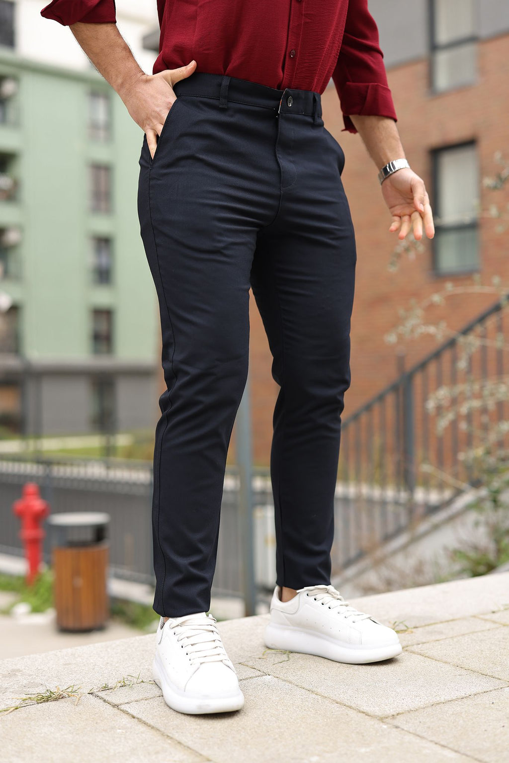 Erkek Modern Fit Klasik Lacivert Pantolon